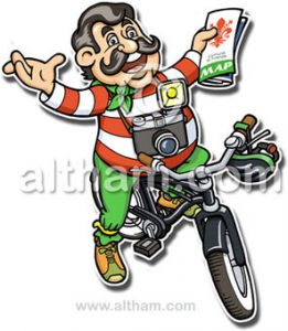 Italian bike tour guide cartoon