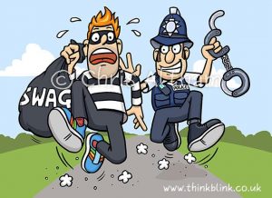 policeman chasing burglar cartoon