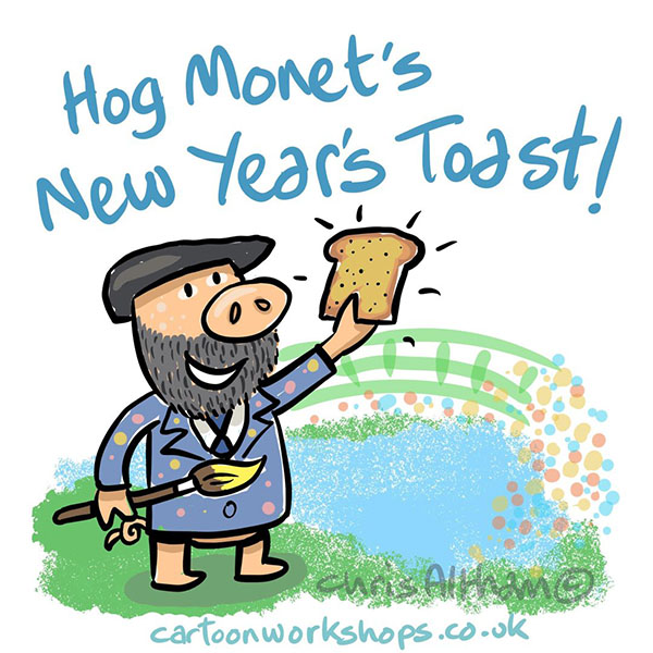 Hog Monet New Years Eve cartoon